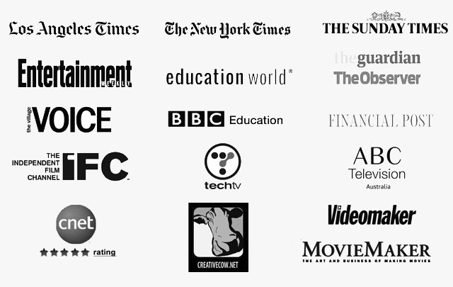 Press and industry banners that reviewed Cyber Film School.